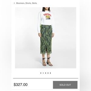 Roseanna green race skirt. French high-end brand. FR34, US 2